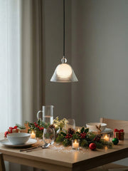 Sunset Pendelleuchte – gerippter Glasschirm mit Chromtechnik - AFTERGLOW L1